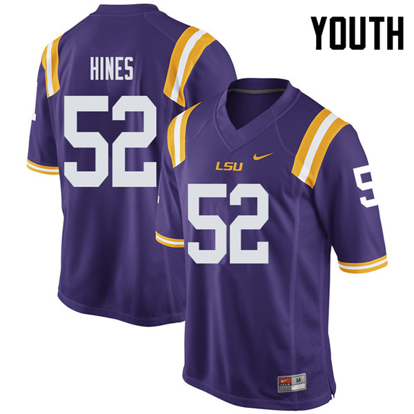 Youth #52 Chasen Hines LSU Tigers College Football Jerseys Sale-Purple